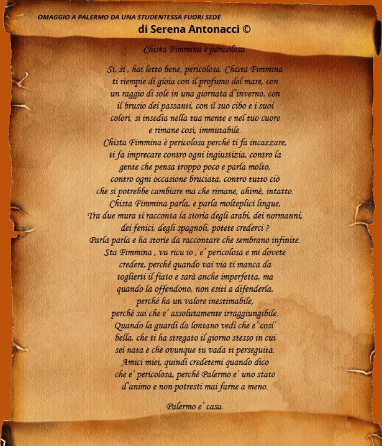 Poesia di Serena Antonacci dedicata a Palermo
